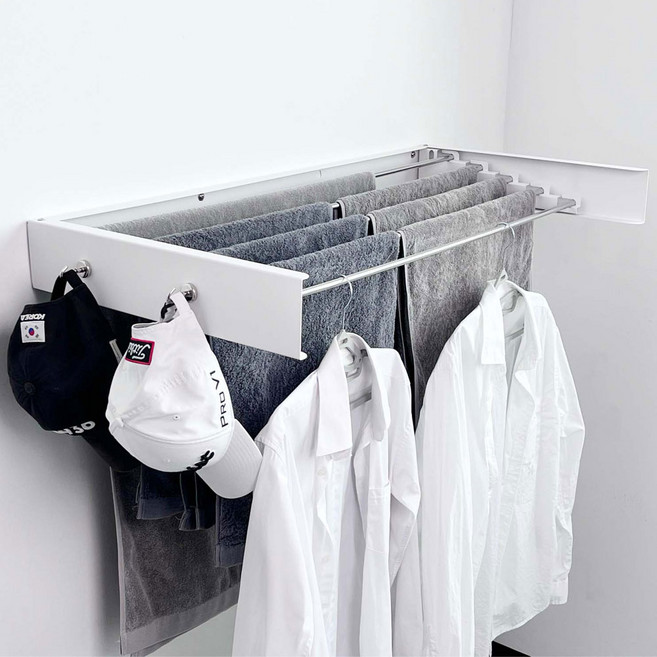하우스팡 베란다 접이식 벽걸이 건조대 다용도 빨래건조대, 화이트 1000, 화이트