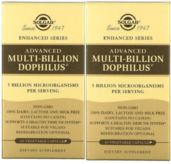 Solgar 솔가 어드벤스 멀티 빌리언 도필루스 60정 2병, 단품 - 쿠팡