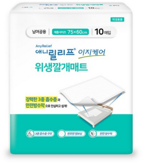 애니릴리프 남여공용 이지케어 위생 깔개매트, 10개입, 300개