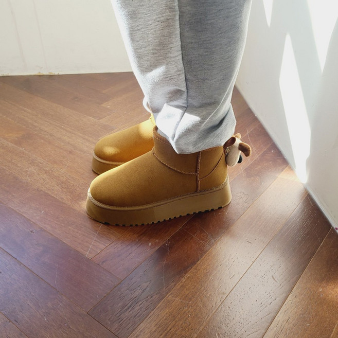 아이온미(당일배송) 여성용 겨울 방한 플랫폼 숏 털부츠