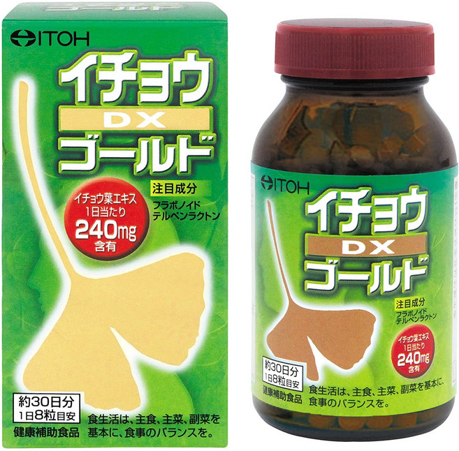 일본 이토한방제약 은행 DX 골드 (240정 30일분) 징코 은행잎 추출물 빌로바, 240정, 1개