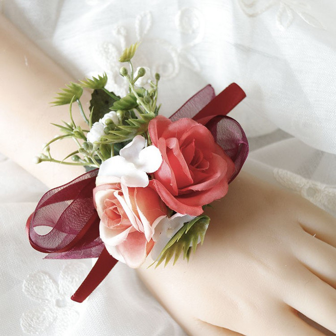 Esmee 結婚胸花手腕花系列, 款式二 紅色手腕花, 1個