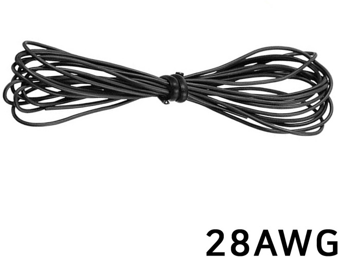 28AWG 실리콘 케이블 드론 RC카 배터리 전원선 고내열 주석도금 구리, 1개, (케이블) 28AWG(블랙)