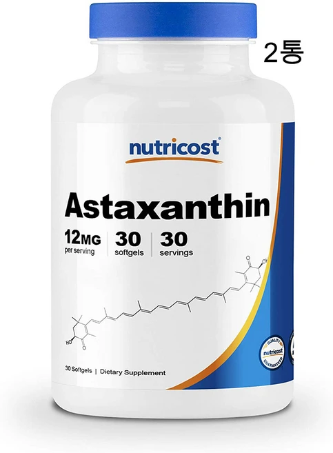 뉴트리코스트 아스타잔틴 Astaxanthin 12mg 30캡슐, 30정, 2개 - 쿠팡