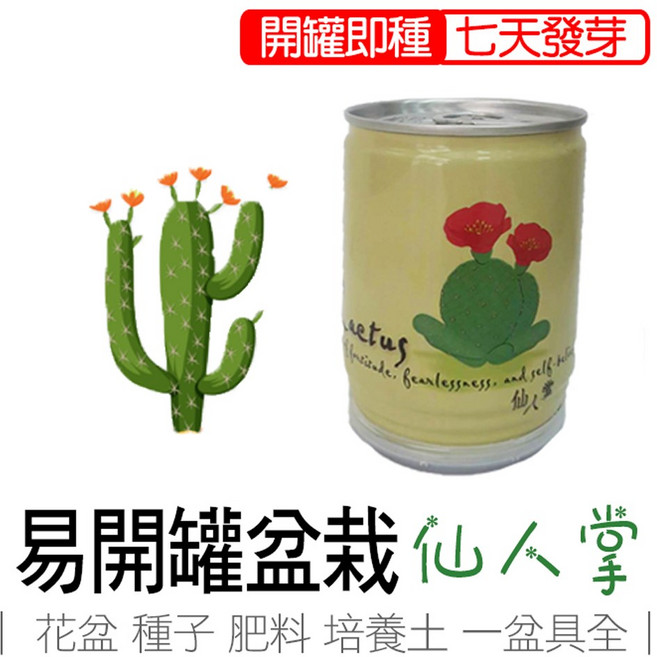 iPlant 仙人掌 易開罐盆栽 七天發芽 懶人盆栽