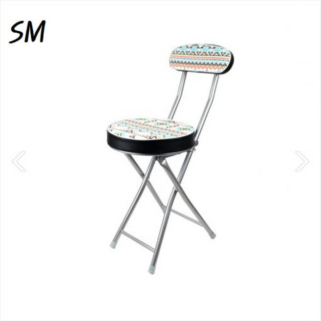 SM 철제 접이식 원형 쿠션 등받이 스툴 인디언 협탁 화장대 간이&보조 인테리어 홈카페 의자