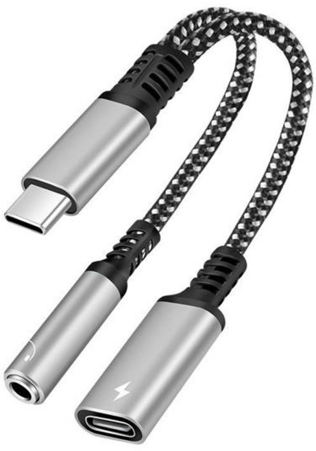 2 In 1 USB 유형 C 3.5mm 헤드폰 잭 어댑터 유형 C 충전 오디오 Aux 어댑터Ipad Pro용 Samsung S22 Note 20Huawei Xiaomi, 1개, [03] Silver