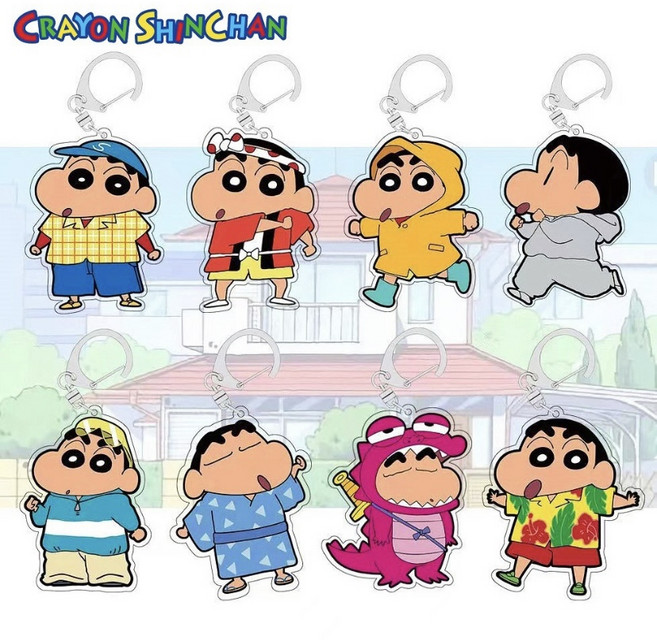 크레용 짱구 아크릴 키링 열쇠고리 양면 키링, 흰둥짱구, 1개