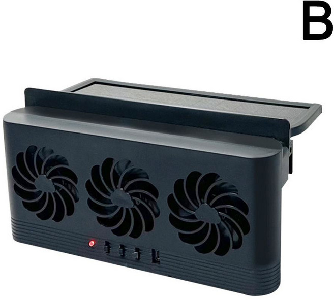 업그레이드 태양 광 발전 팬 자동차 쿨러 전면/후면 USB 충전 창 라디에이터 배기 자동 공기 환기, black