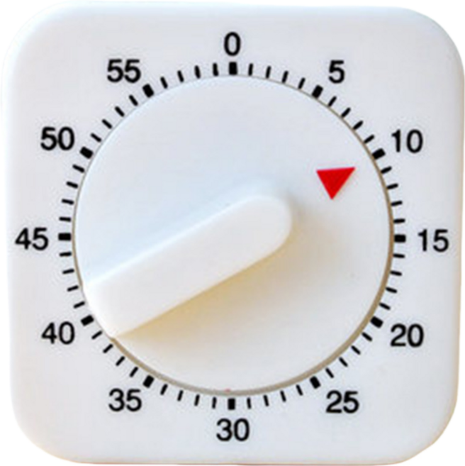 간편기계식주방타이머 흰색정사각형 조리계시기 젓가락묵음방지, 1개, 백색