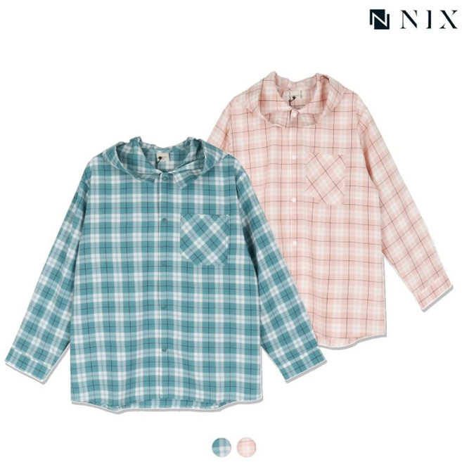 닉스 키즈 유니 폴리 체크 후드 셔켓 FKSSCJV707M