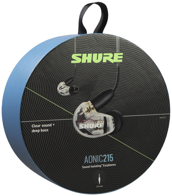 [SHURE] 슈어 AONIC215-UNI 인이어 이어폰 / 신제품 출시기념 2만원 상당 통화가능 MMCX 커스텀 케이블 사은품 증정!, 블랙