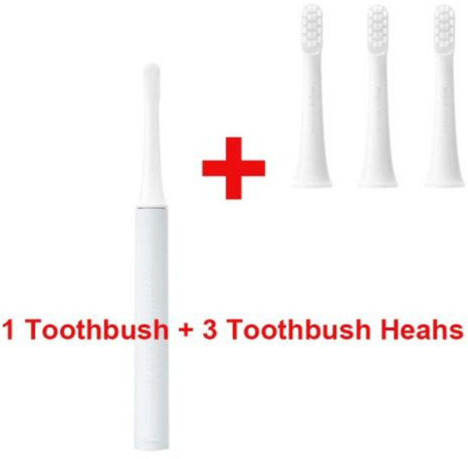 Xiaomi-오리지널 Mijia T100 Mi 스마트 전동 칫솔 부드러운 2 가지 속도 충전식 음파 구강 케어 존 알림, 14)blue 3 head