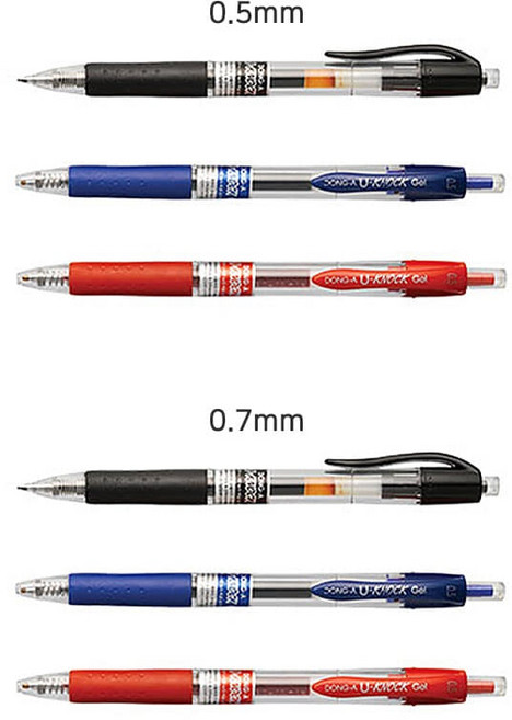 동아 유노크펜 0.5mm 0.7mm 12자루 1타 색상선택, 1. 0.5mm_파랑