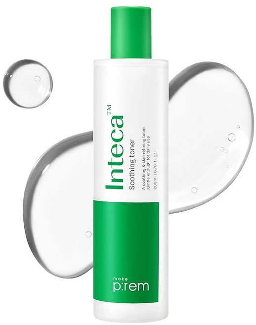 make prem 메이크 프렘 인테카 수딩 토너 200ml 오래된 각질 피지 관리 / 오일 수분 균형 관리 / 약산성 토너 / 비 코메도 제닉 테스트 한국 - 쿠팡