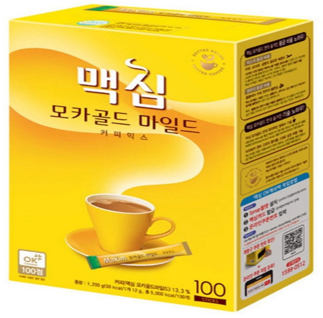 맥심 모카골드 마일드 커피믹스, 12g, 100개입, 1박스