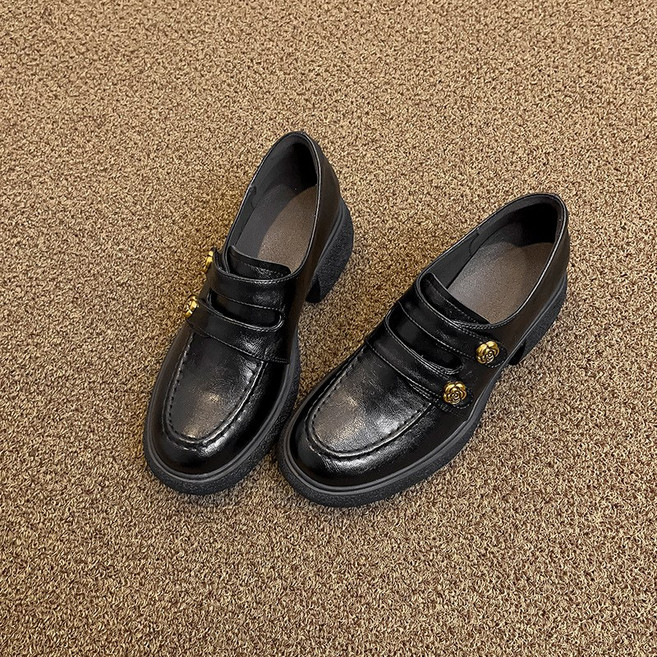 POMTOR 여성 키높이 로퍼 가죽 슬립온 통굽 7cm 편한 착화감 출근화