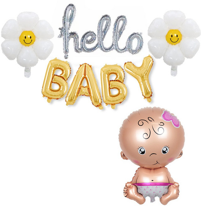 올리브파티 데이지 베이비샤워 파티 레터링 풍선 세트, 1세트, 여아_기본