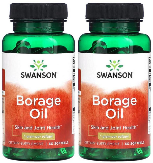 스완슨 보리지오일 감마리놀렌산 오메가6 GLA Borage Oil 1000mg 60정 2병, 2개