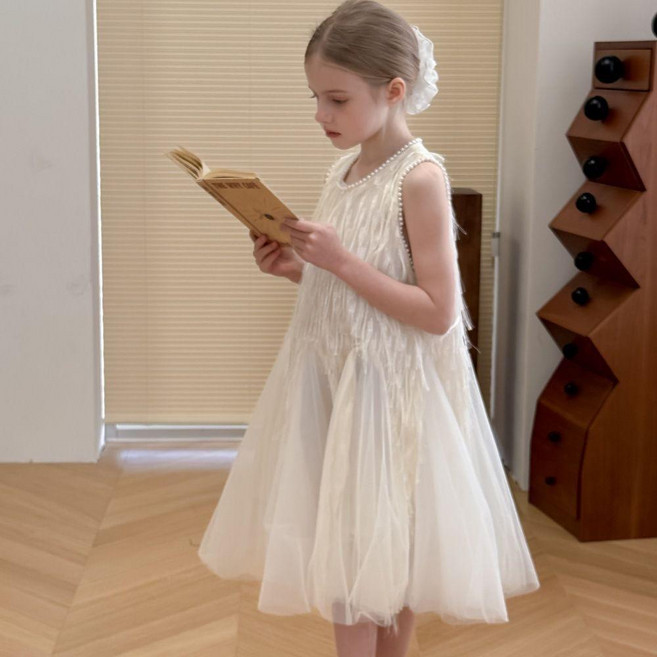 女童連衣裙 夏季兒童公主裙 演出服 白色禮服