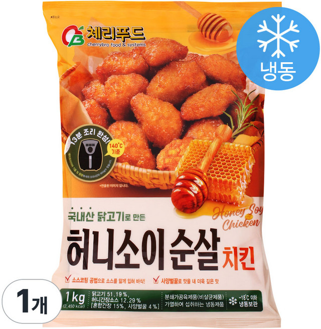 체리푸드 허니 소이 순살 치킨 1kg, 1개