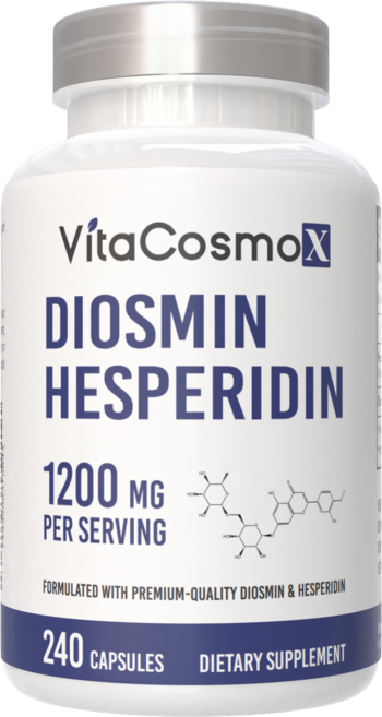 VitaCOS 코스moX Diosmin 헤스페리딘 1200mg 복합체 180캡슐 시트러스 바이오플라보노이드 풍부한 과일 추출물 100% 채식주의자 GMO 프리 및 글루텐, 1개, 240정