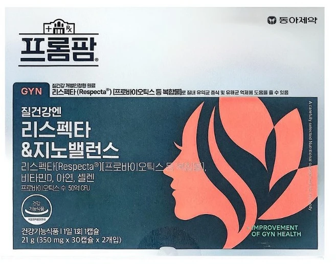 프롬팜 리스펙타 지노밸런스 질건강엔 60캡슐, 1개, 60정 - 쿠팡