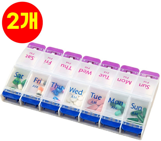 호아인터 원터치 일주일 약통 케이스 알약, 2개