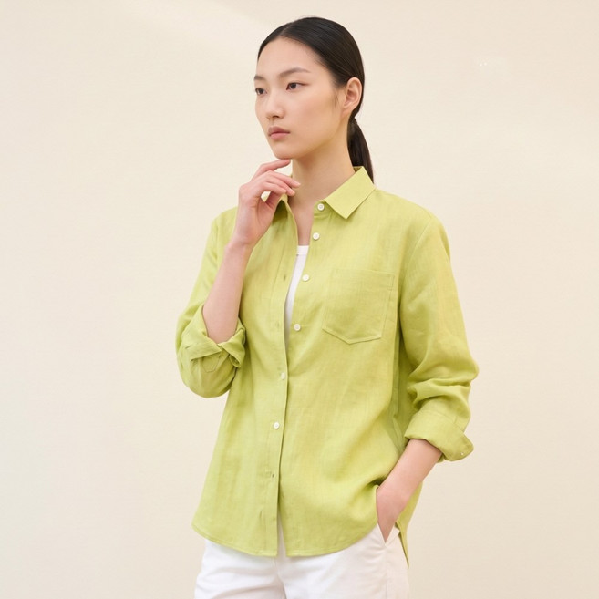 여성 린넨100 루즈핏 프렌치 셔츠 블라우스