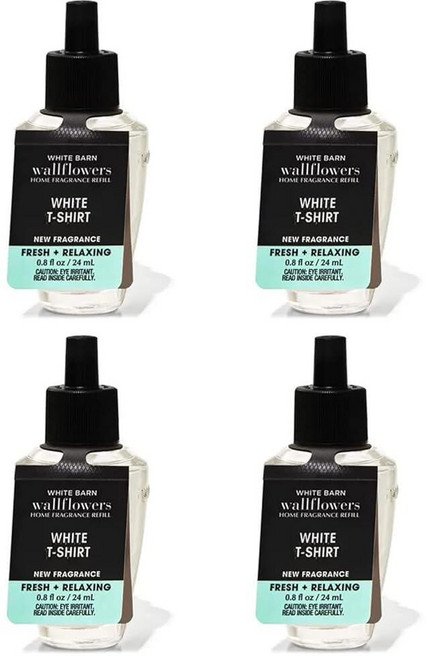 배쓰앤바디웍스 Bath & Body Works 화이트 티셔츠 WallFlowers 프래그런스 리필 22.7g (8.0온스) 4팩 (화이트 티셔츠) 99.4ml(3.2온스) 19