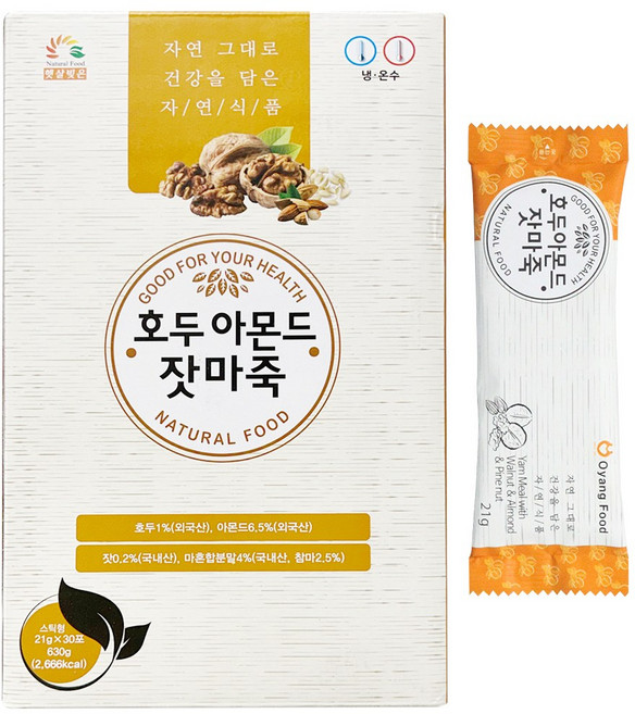 오양식품 NEW 호두 아몬드 잣 마죽 스틱 선식 30포, 1개