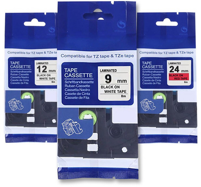 브라더 호환 6mm 9mm 12mm 18mm 24mm 36mm 라벨테이프, 12mm-TZe-232 호환(흰색바탕/빨강글자), 1개