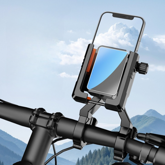 초강력 고정 트윈락 스마트폰 자전거 오토바이 거치대, 블랙