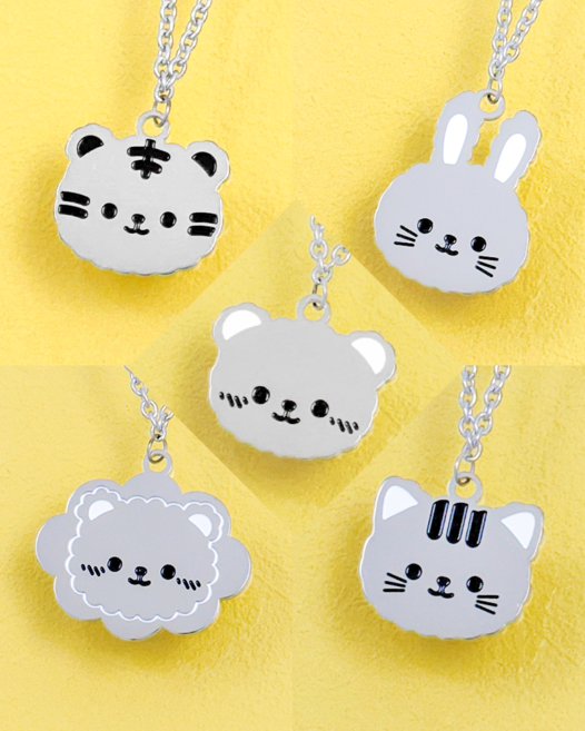 모두디자이너 미아방지 목걸이 써지컬 QR코드 몽글몽글 목걸이 A (40cm+3cm) (위치공유 & 안심번호 기능 탑재) (초등학생), 1개, 곰