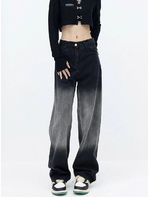 SAHINER 여성 와이드 데님 팬츠 그라데이션 청바지 일자 슬랙스 BNZ22