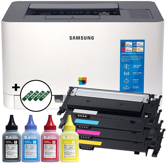 삼성 프린터 SL-C513 SL-C513W 리필 풀세트 컬러 레이저 프린터 토너+파우더 충전 프린트기, 리필프린터, SL-C513 유선연결 리필프린터