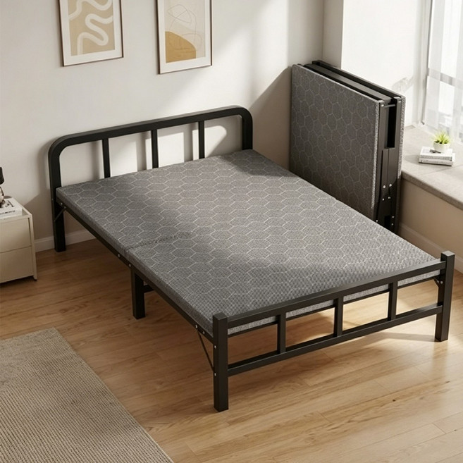 摺疊床 單人午休床 辦公室簡易床 看護陪護床 經濟款鋼架厚板 寬70長190 可收納省空間, 經濟款-鋼架厚板-寬70長190-現貨, 黑色