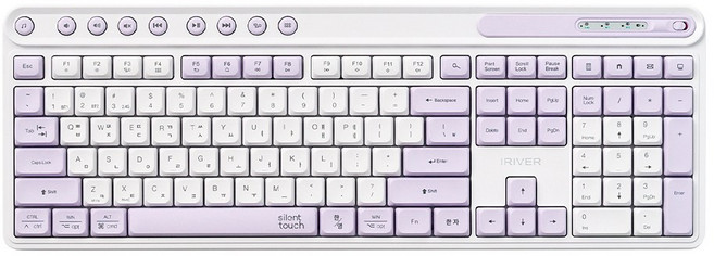 아이리버 Silent 듀얼모드 멀티페어링 블루투스 무소음 무선 키보드, LAVENDER, MWK601, 제조사축
