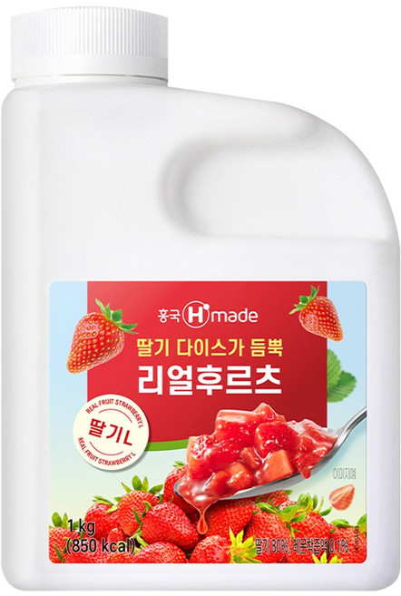 흥국 리얼베이스 후르츠 딸기L 1kg (냉동), 1개, 1L