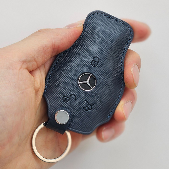 테일러카 호환 벤츠 스마트키 소가죽 키케이스 키홀더 풀커버 세트 클래스, 네이비, 벤츠호환 C타입