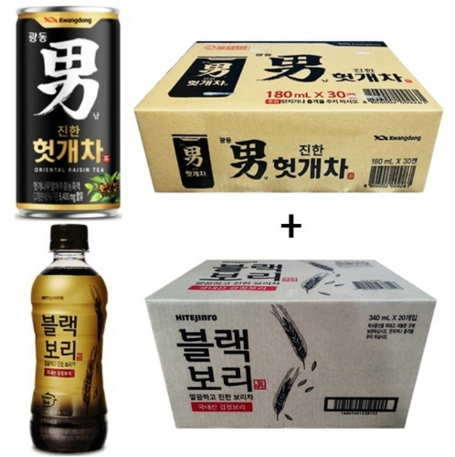 광동 힘찬하루 헛개차 180ml(30캔) + 블랙보리 340ml(20pet)