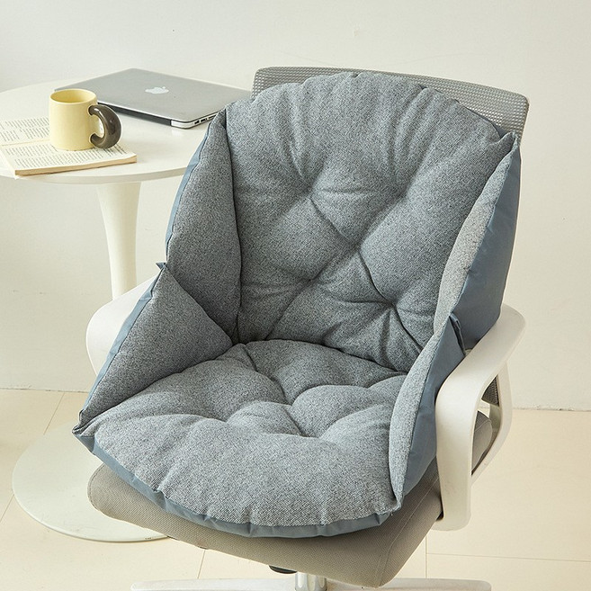 BENRAN 2-in-1 등받이쿠션+방석 사무실 컴퓨터 의자용 허리 등받이 보호 쿠션 사계절 포근한 두꺼운 의자패드 의자쿠션