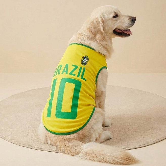 쪼꼬마미 강아지 국가대표 축구복 농구복 유니폼 대형견 옷 빅사이즈 6XL 여름 쿨조끼 메쉬 민소매 애견의류 골든리트리버 시밀러룩 커플룩 6종, 1개, 브라질