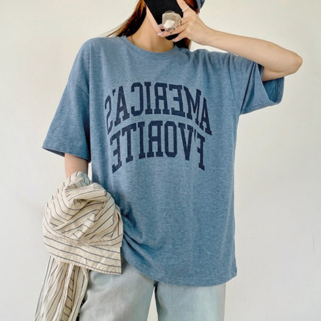 마이쏭 여성 빅사이즈 롱티 페이브릿워싱박스반팔티