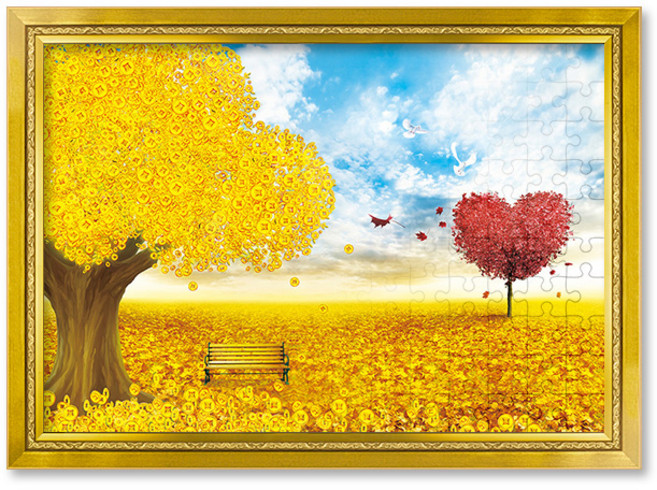 500피스 직소퍼즐+액자세트 - 금전목 (액자포함), 혼합색상, 1개