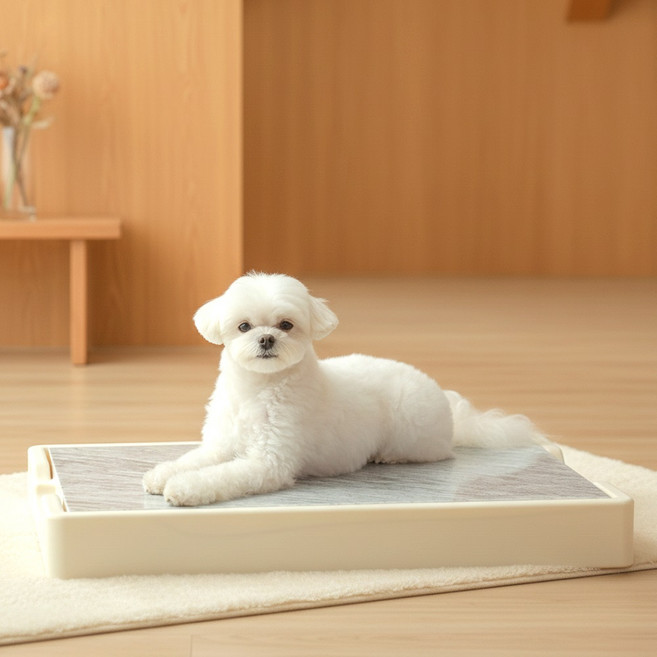 마블츄 강아지 천연 대리석 쿨매트 중대형, 그레이색 프레임