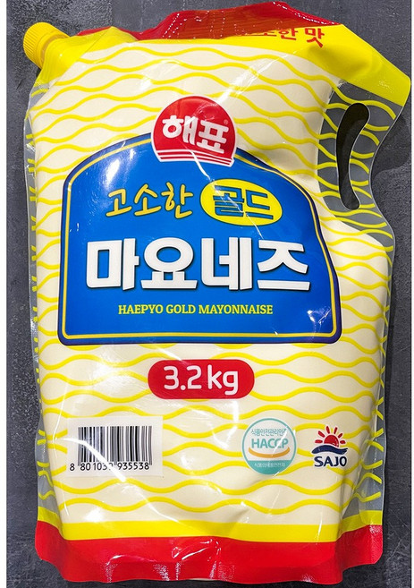 해표 고소한 골드 마요네즈 3.2kg 4개 / 사조 마요네스 스파우트팩
