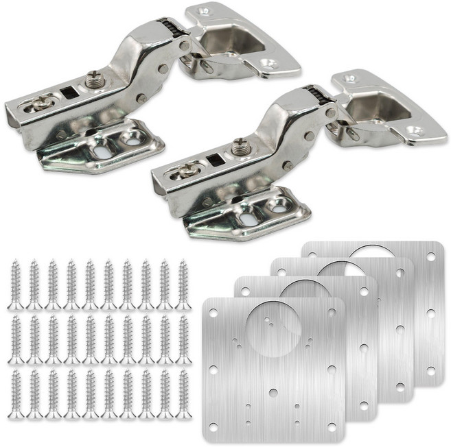 유스툴 스텐 보강판 댐퍼 경첩 풀세트 싱크대 가구 문짝 수리 나사포함, 1개