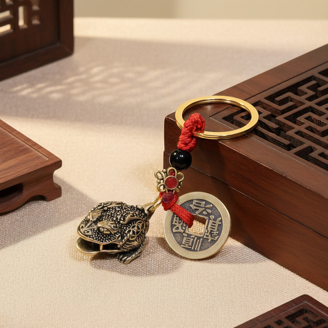 신년 재물운 금전운이 들어오는 삼족두꺼비 키링, 1개, 미니B