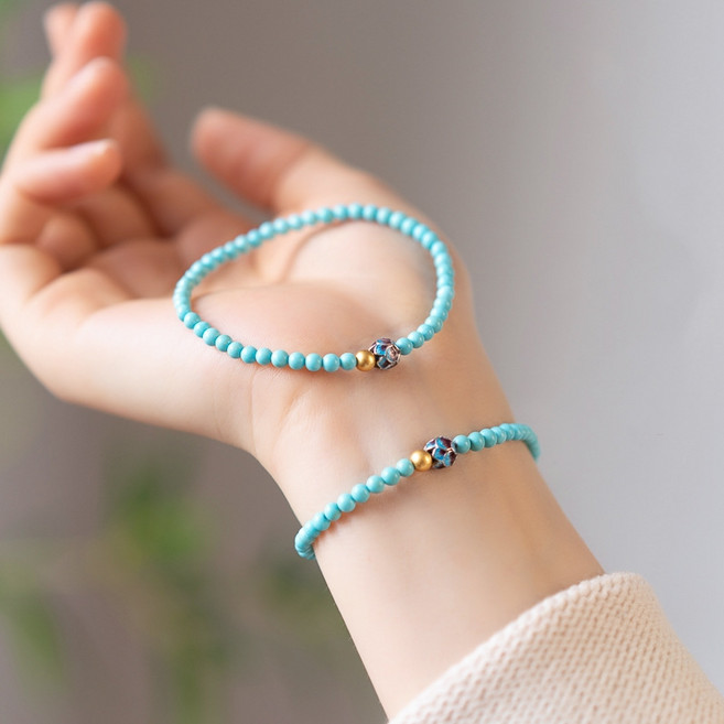 터키석 팔찌 연꽃 포인트 원석 법랑 에나멜 행운 by 선연주